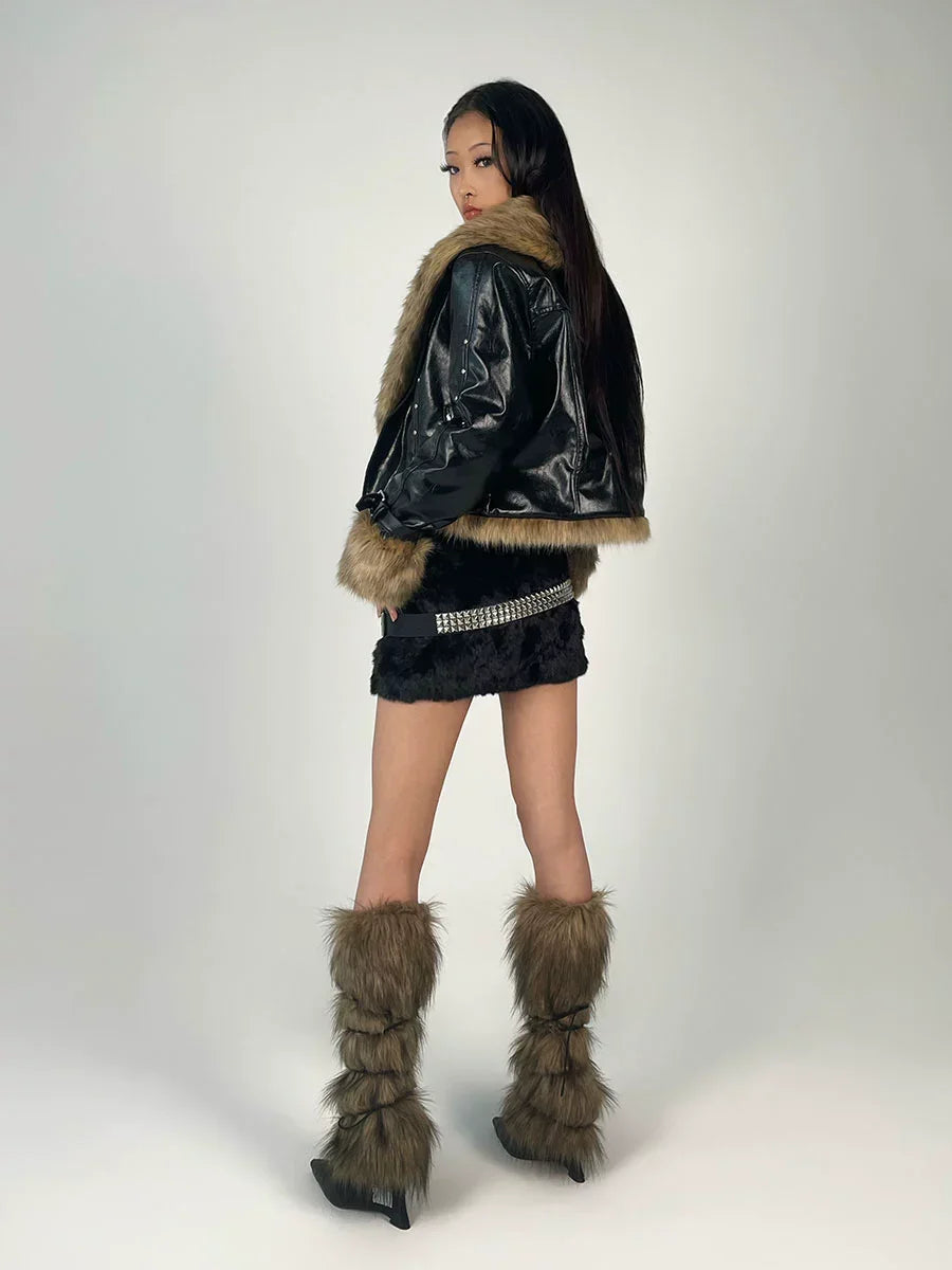 Faux Fur coat with collar