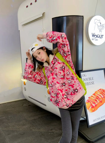Hello Kitty Pink Camouflage Stand-Up Collar Jacket