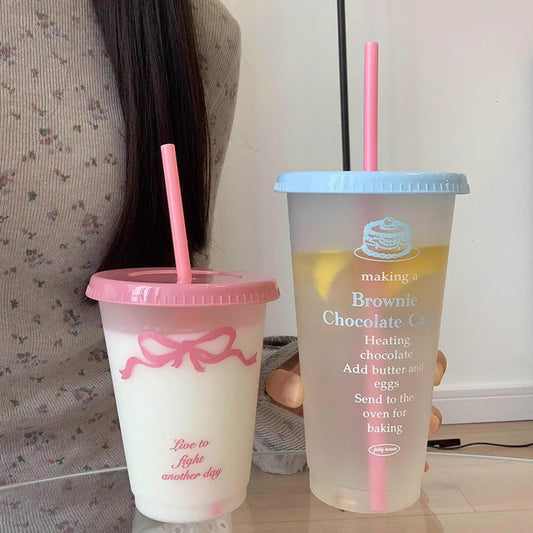 Plastic straw cup