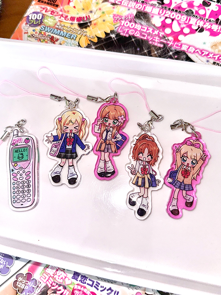 Cute girl acrylic drip keychain