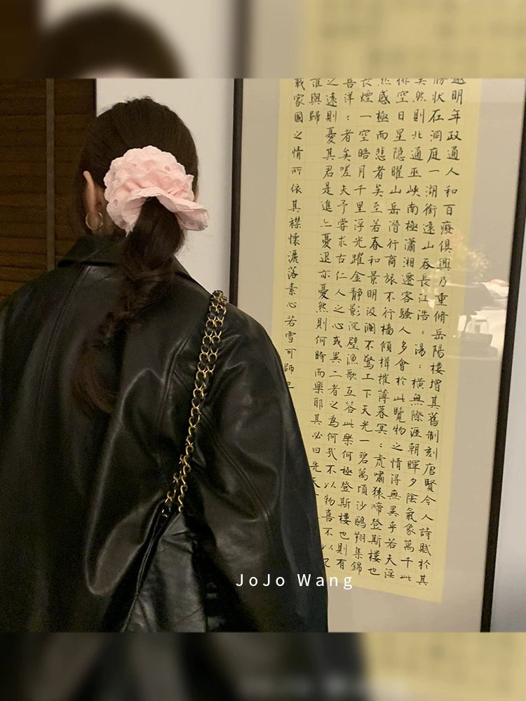 Pink lace embroidered large intestine headband