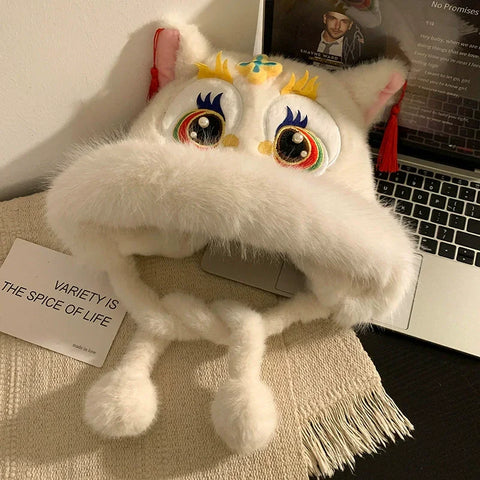 Cute black toothless plush hat