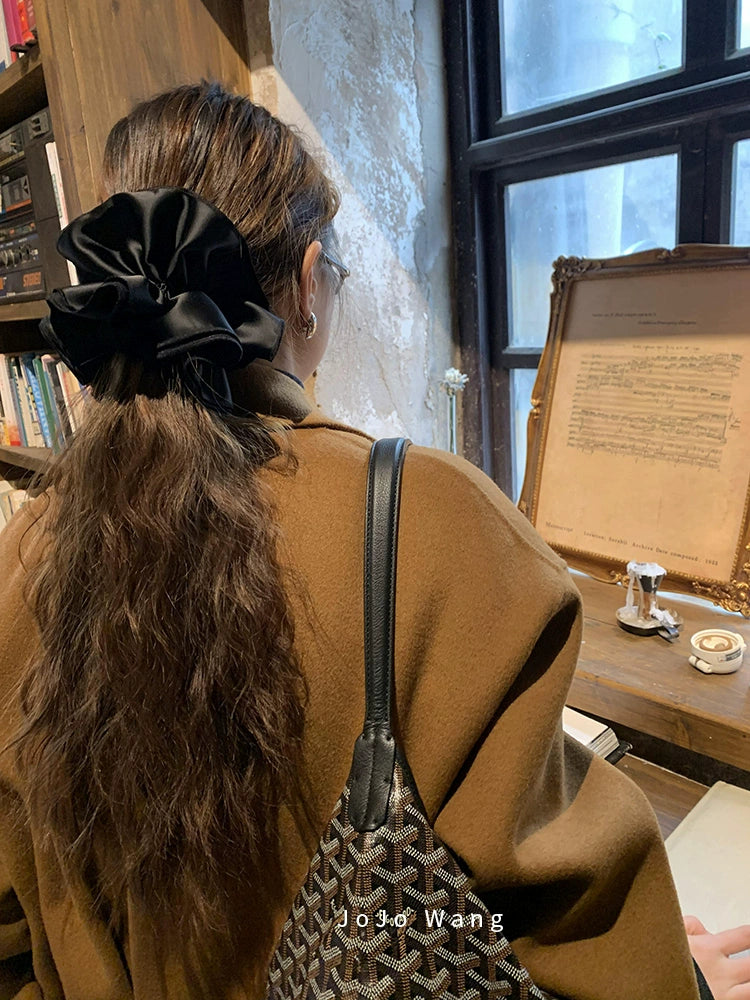 Black premium satin Scrunchie