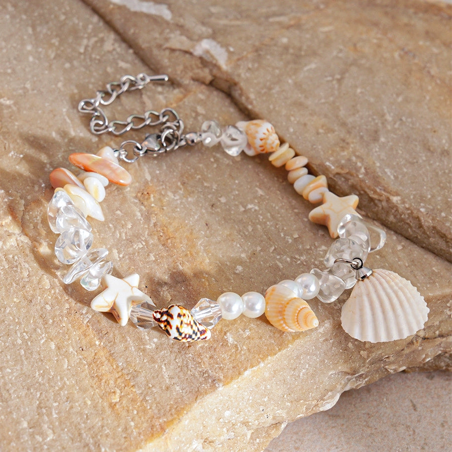 Coastal shell necklace earrings