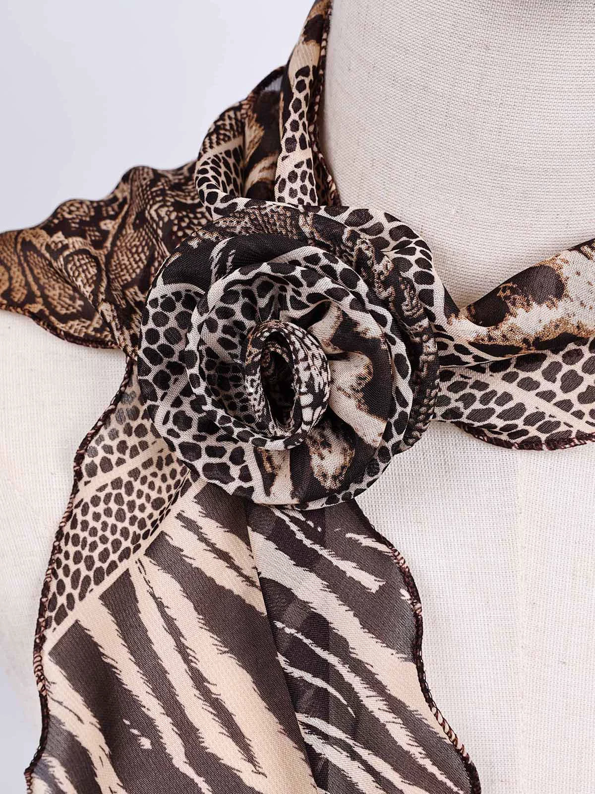 Leopard print floral scarf