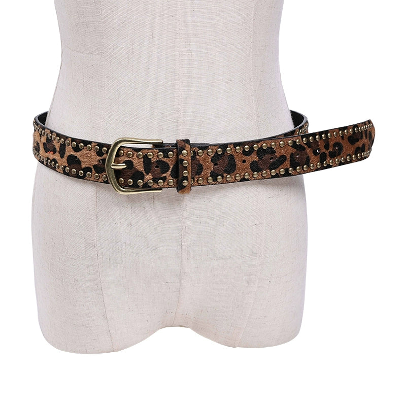 Leopard print rivet millennium Shibuya spicy girl belt