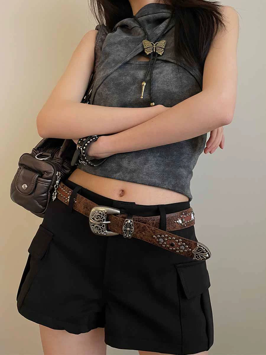 Brown rivet waistband