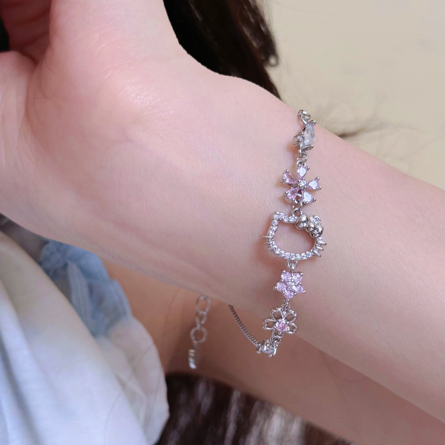 Sakura Pink Diamond KT Bracelet Necklace
