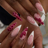 Long pointed white French nail tip