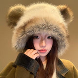 Cute rabbit ear plush hat