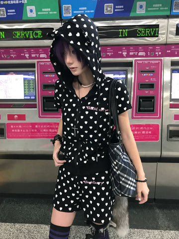 Black Love Cat Ear Full Print Set