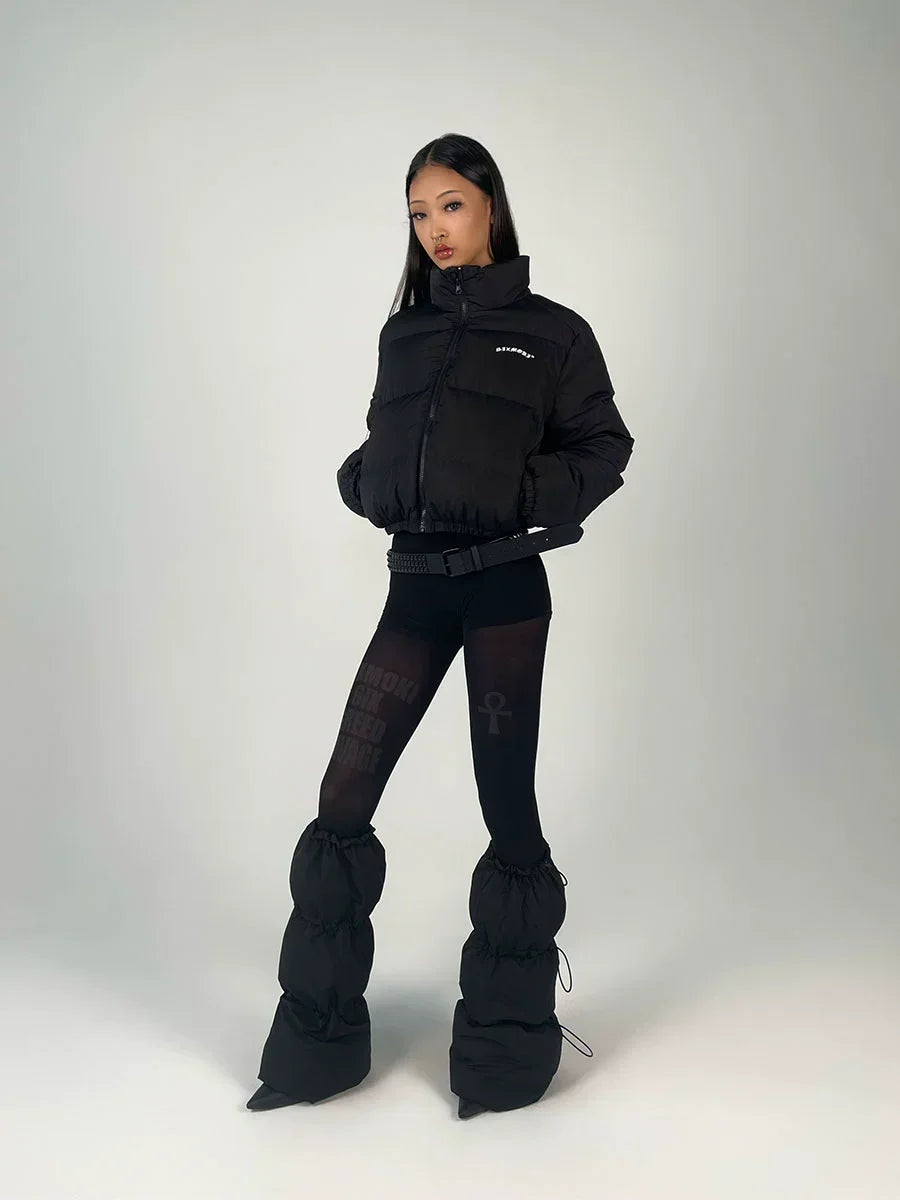 Embroidered cotton-padded jacket with letters