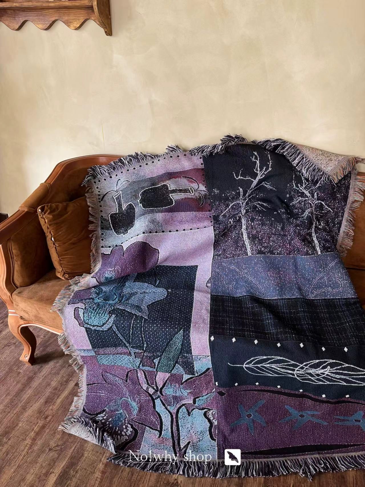 Knitted tapestry vintage elegant floral sofa cover blanket