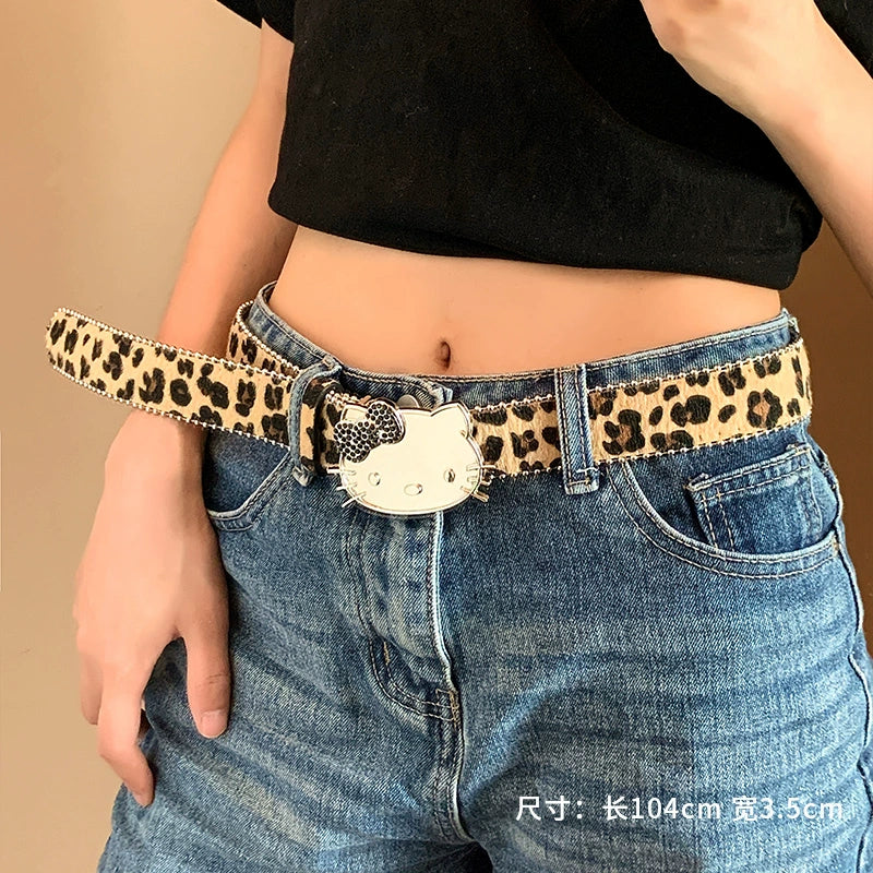Cute Hello Kitty Decorative Leopard Pattern Belt