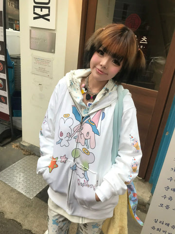 White bunny hoodie
