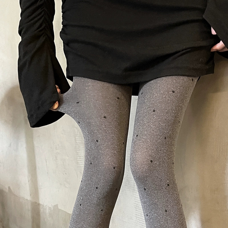 Retro polka dot sesame grey pantyhose