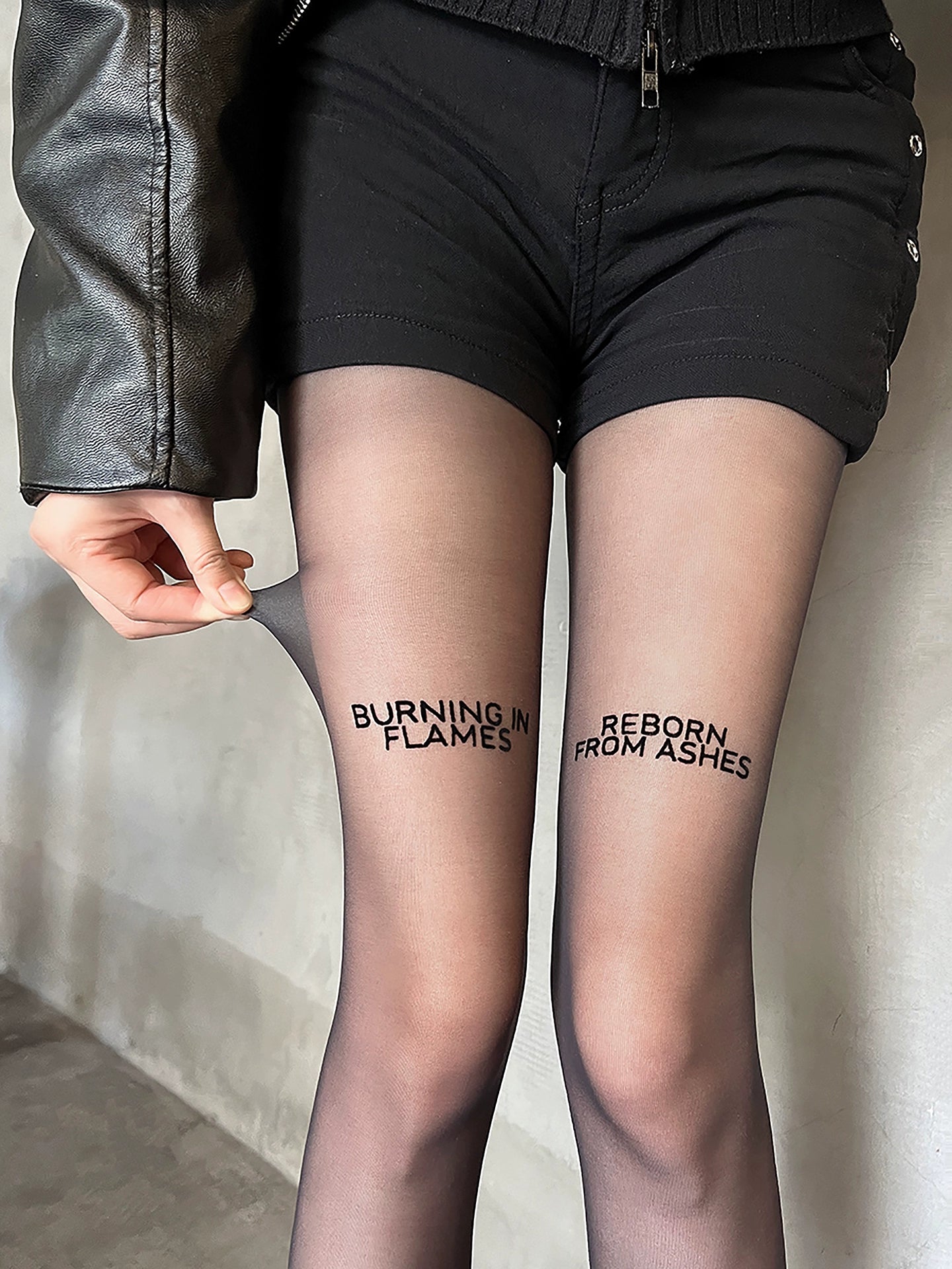 Letter flocking ultra-thin pantyhose