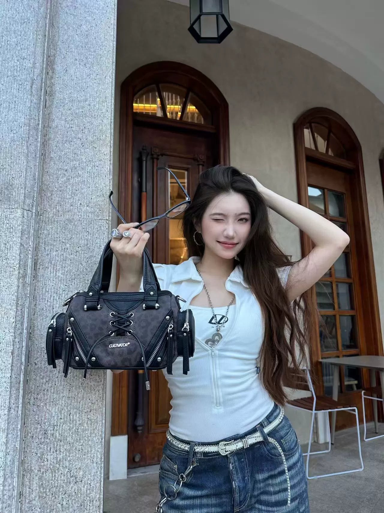 Splicing Handheld Crossbody Mini Motorcycle Pillow Bag