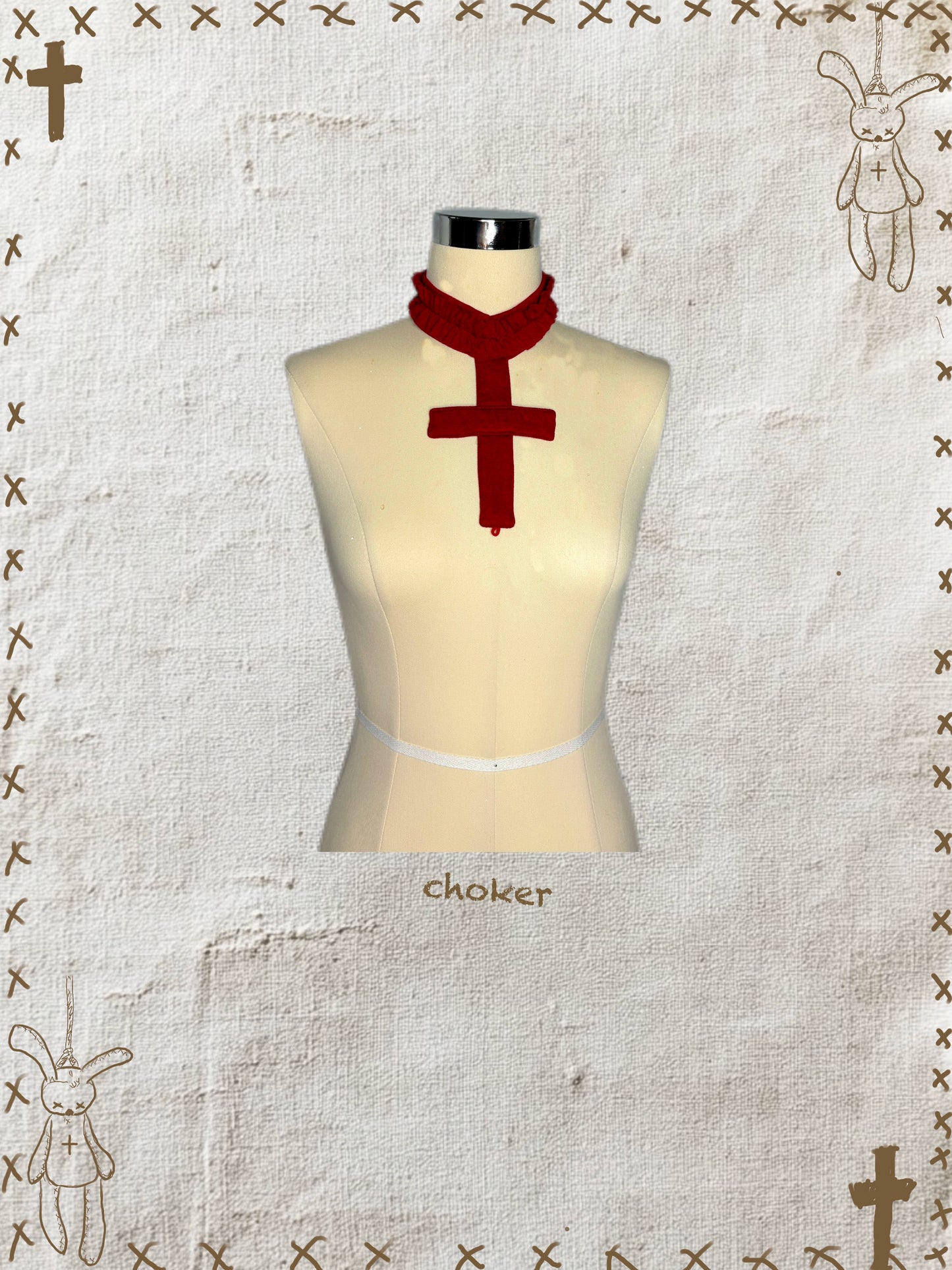 Dark Gothic style cross embroidered hollow vest