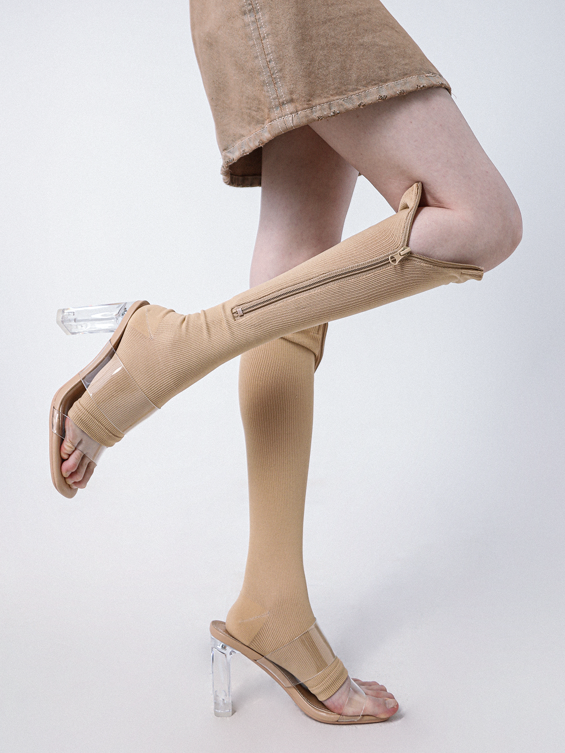 Functional Zipper Knee length Stockings