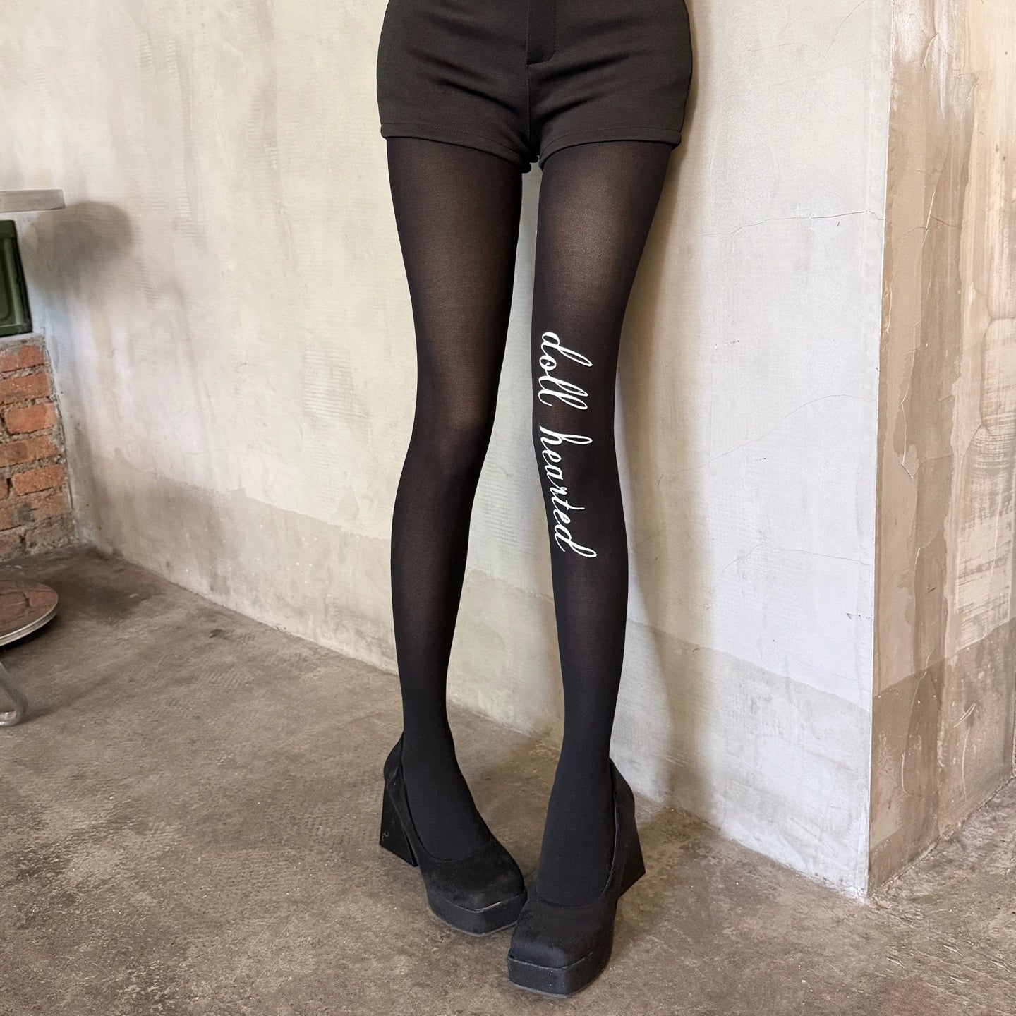 Letter printed velvet pantyhose