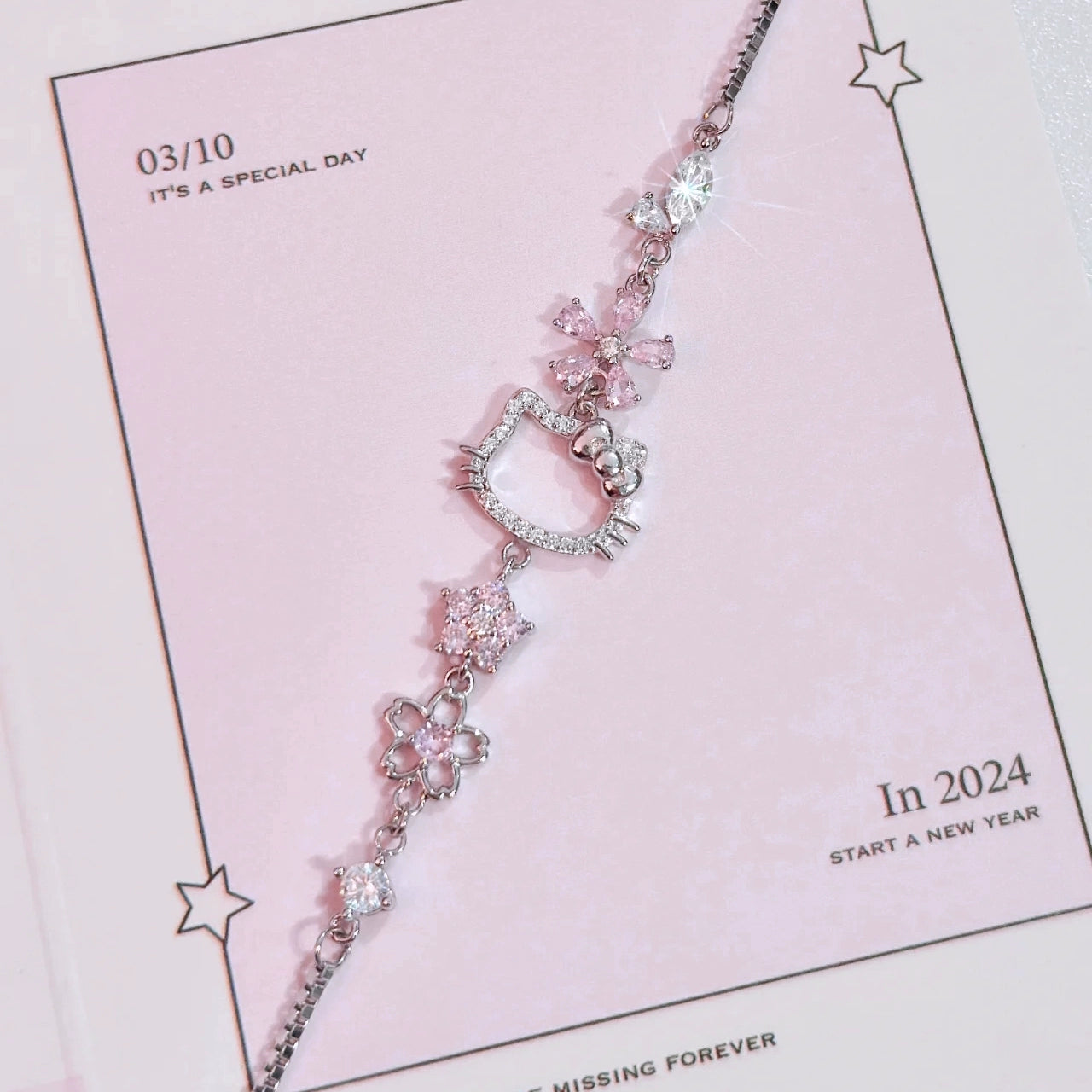 Sakura Pink Diamond KT Bracelet Necklace