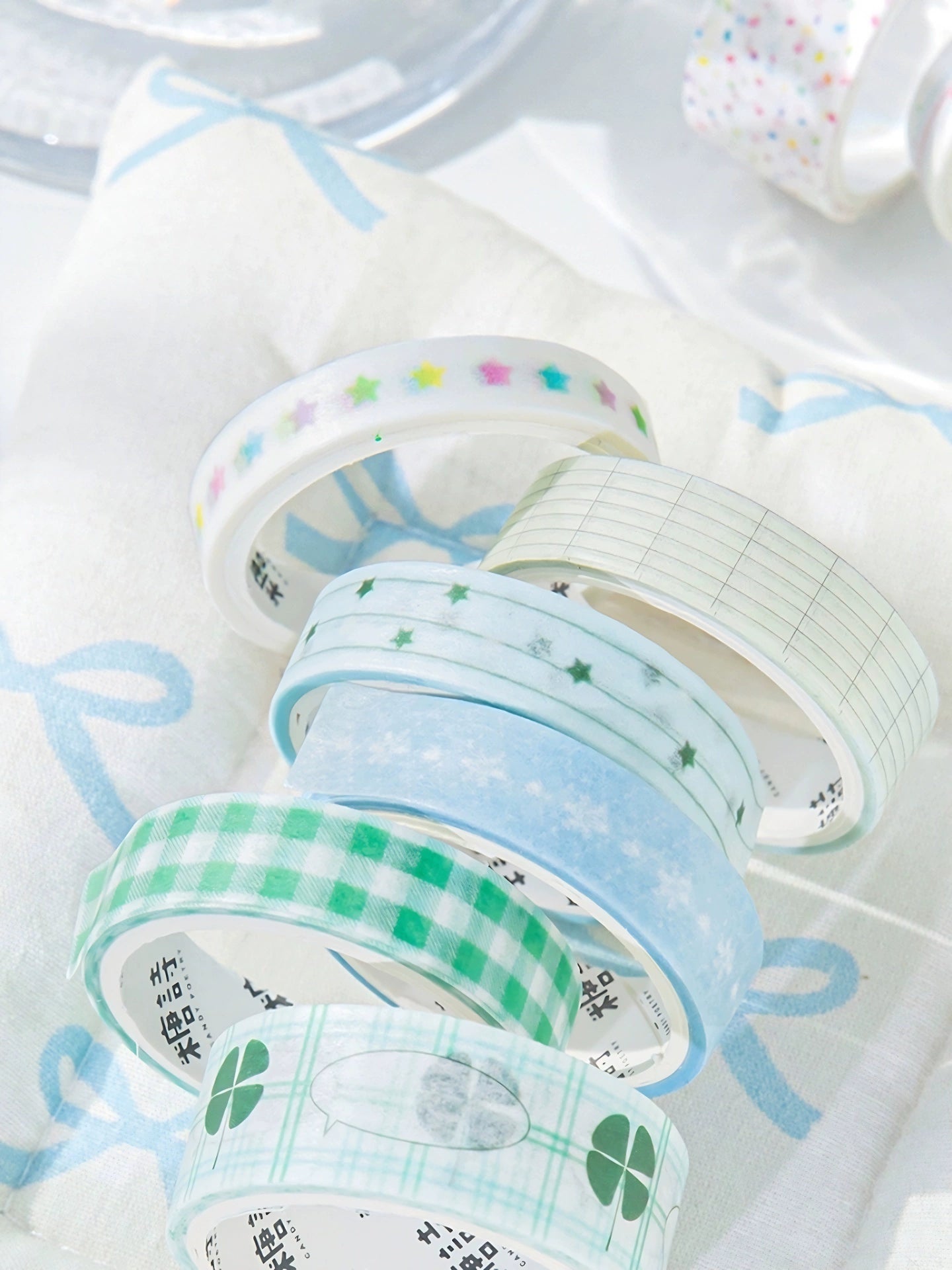 5rolls Roaming Star Island Colorful Grid Patching Tape