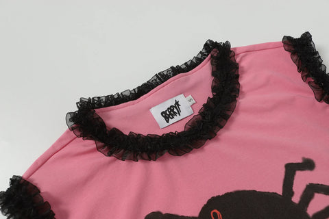 Octopus grass joint name "Marry me" pink lace Tee