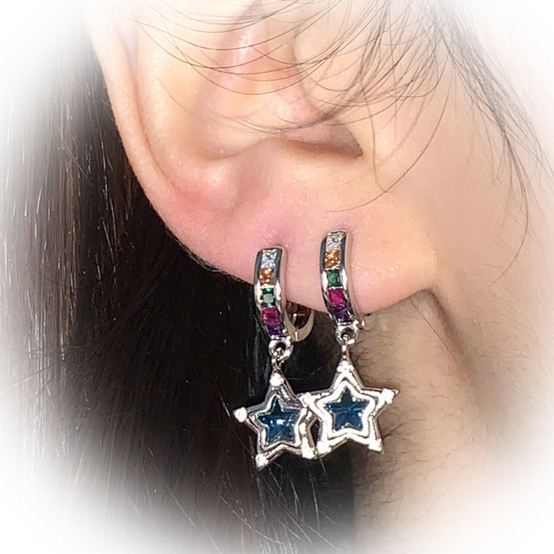 Y2K Blue Wishing Star Earrings