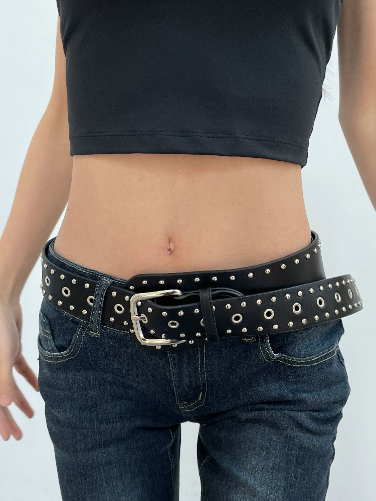 Punk style rivet leopard print belt