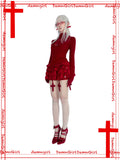 Blood stained cross wine red Gothic cross hollow top
