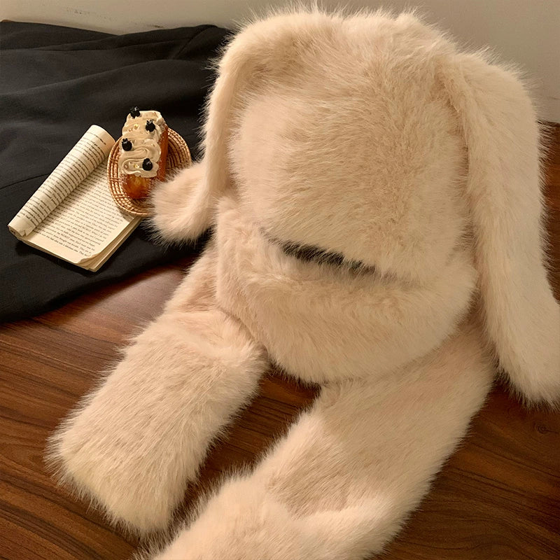 Cute little bear with ears, hat, scarf in one