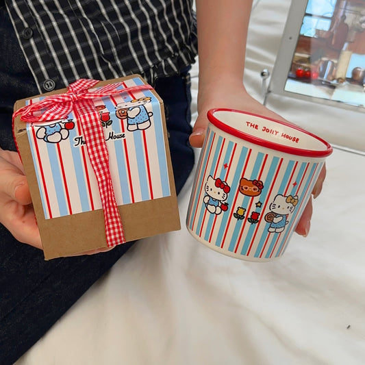 Striped Hello Kitty Ceramic Mug Gift Box