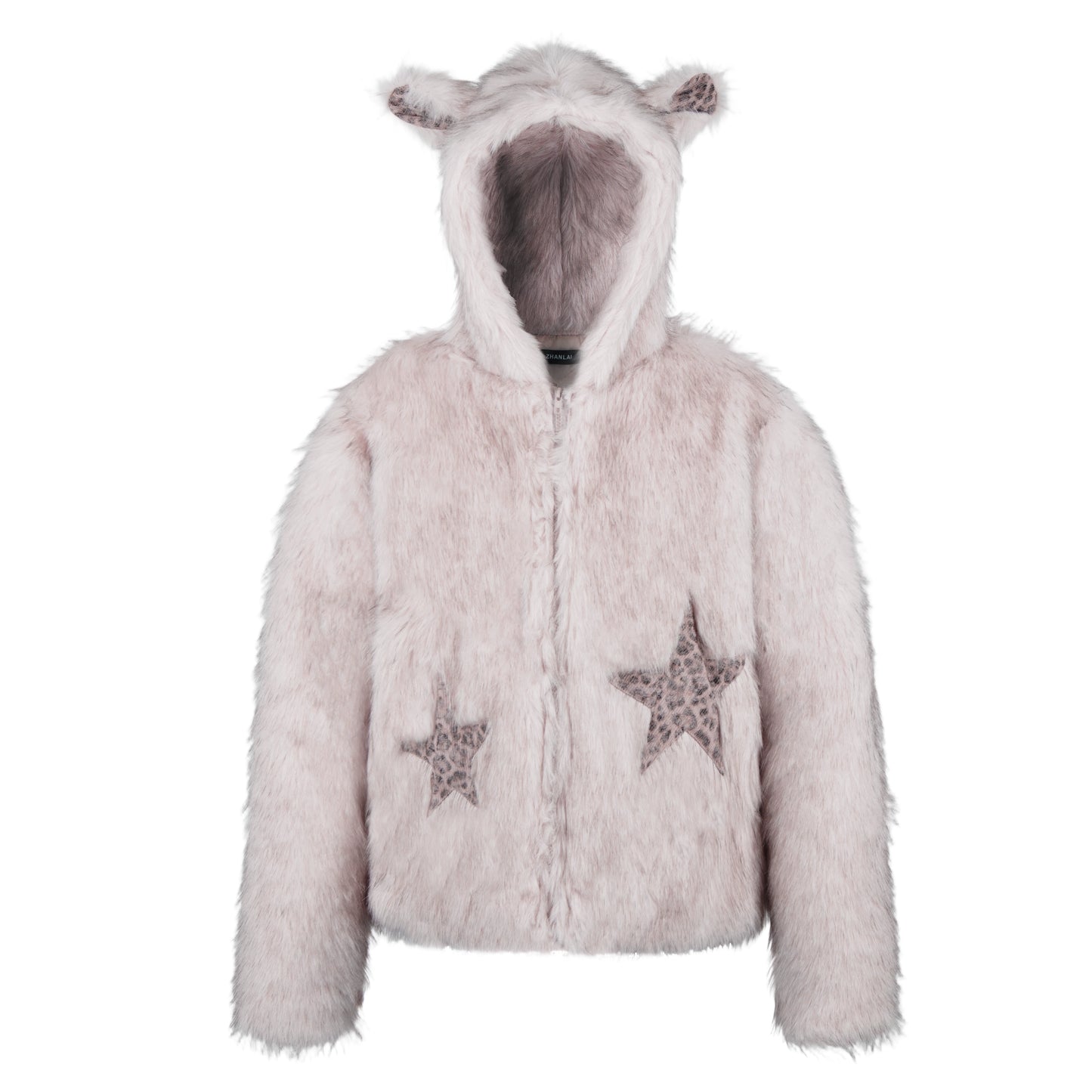 Imitation mink fur ear hooded star clip cotton zipper jacket