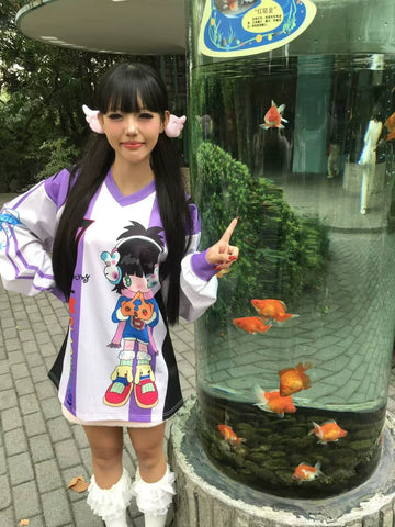 Purple anime girl jersey top