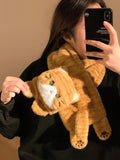Lanhua Cat Flip up Half Finger Plush Gloves