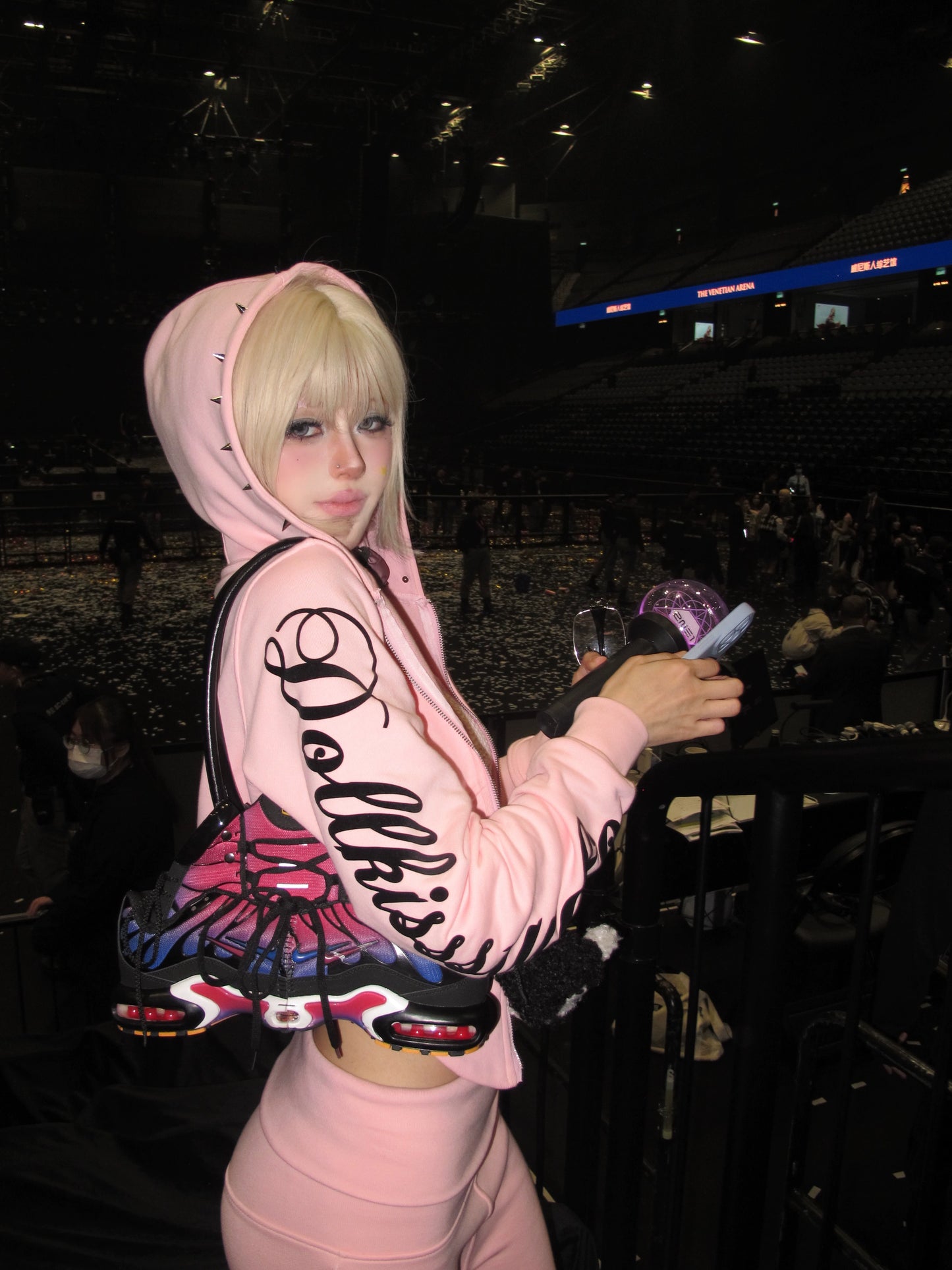 Pink Rivet Printed Waist Hoodie and Pants