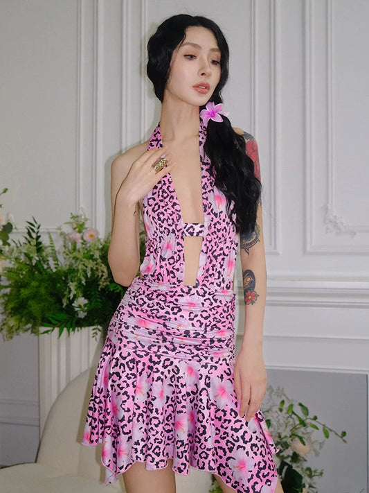 Hawaiian pink leopard print dress