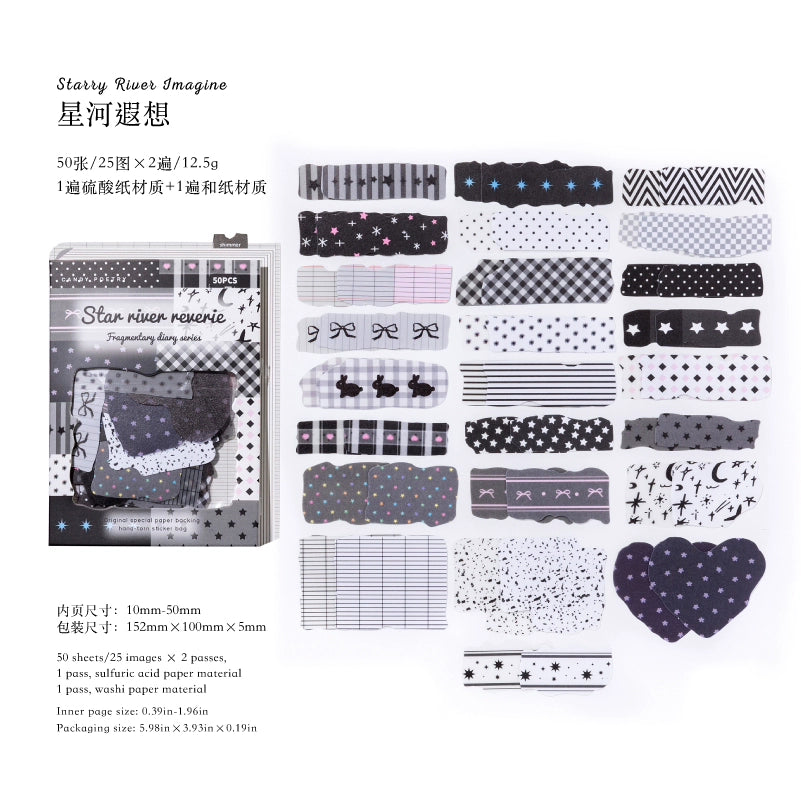 50pcs grid pattern small paper sticker