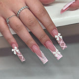 Barbie pink dot diamond star nail tip
