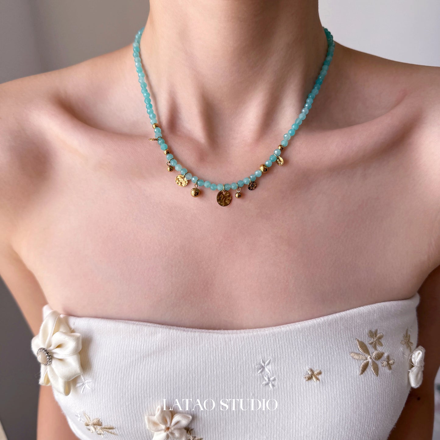 Sea God Tianhe Stone Bead Love Braided Rope Necklace