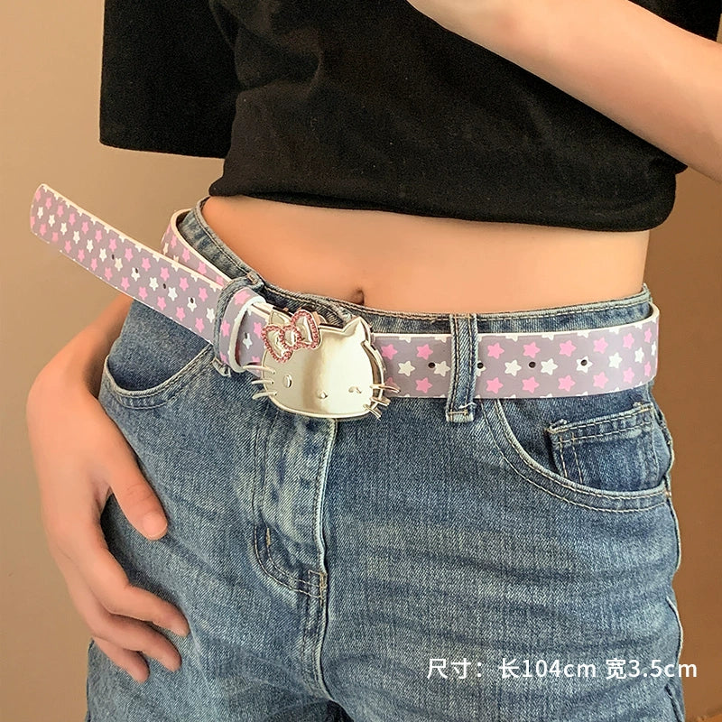Cute Hello Kitty Decorative Leopard Pattern Belt