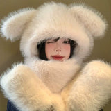 Cute rabbit ears, hat, scarf in one