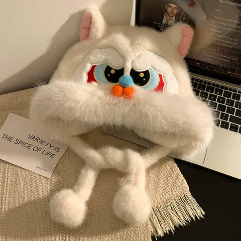 Cute black toothless plush hat