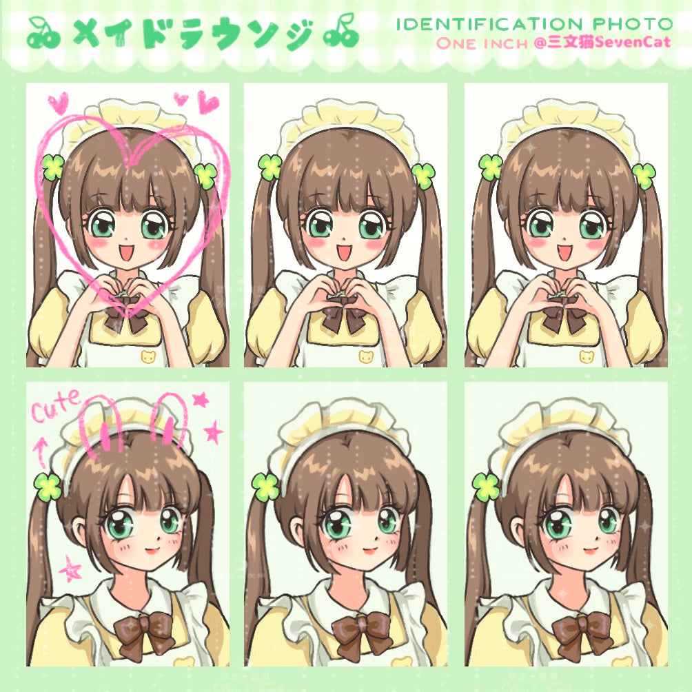 Maid Tea Shop Set Handbag Stickers Japanese Showa Card ID Photo