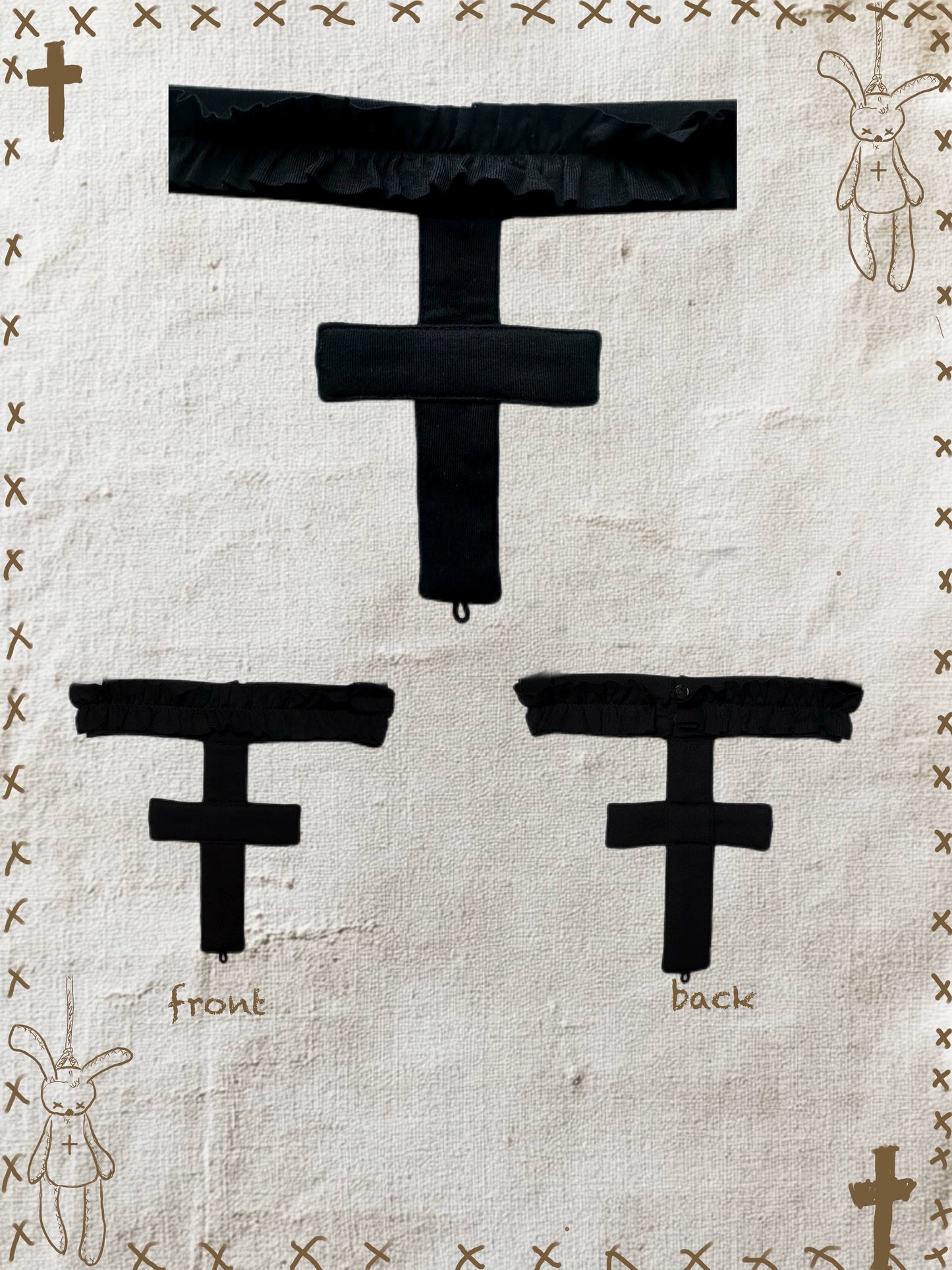 Dark White Gothic Cross Neck Hanging T-shirt Cake Skirt