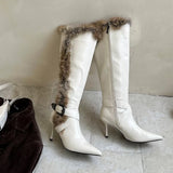 Snow Fox Plush Stiletto Boots