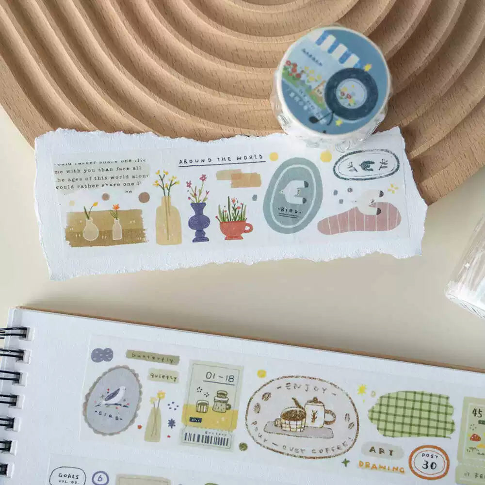 Record retro small roll sticker paper tape