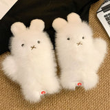 Cute Glasses Little Rabbit White Plush Gloves