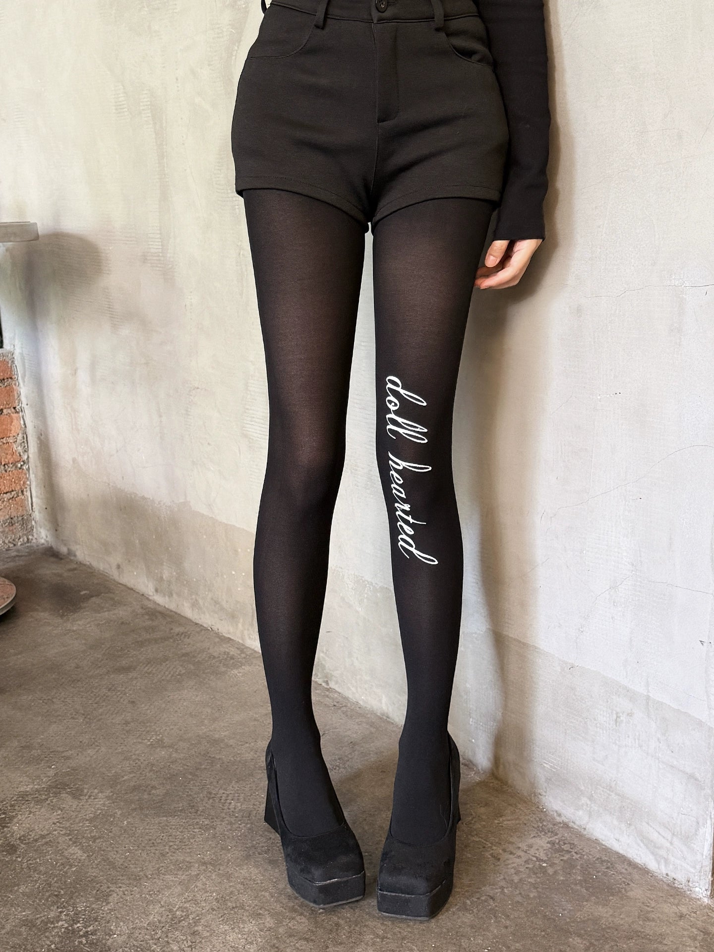 Letter printed velvet pantyhose